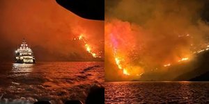 Η φωτιά που ξέσπασε στην Ύδρα έπειτα από ρίψη πυροτεχνημάτων