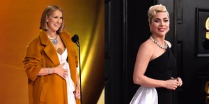 Aπό αριστερά η Σελίν Ντιόν και η Lady Gaga