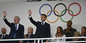 Ο Εμανουέλ Μακρόν στην τελετή έναρξης των Ολυμπιακών Αγώνων 2024