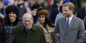 Από αριστερά οι Πριγκίπισσα Κέιτ, Πρίγκιπας Φίλιππος, Μέγκαν Μαρκλ, Πρίγκιπας Χάρι