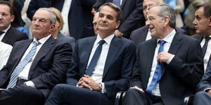 Κυριάκος Μητσοτάκης, Αντώνης Σαμαράς και Κώστας Καραμανλής