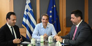 Από τη συνάντηση του Κυριάκου Μητσοτάκη στο Υπουργείο Ψηφιακής Διακυβέρνησης/EUROKINISSI
