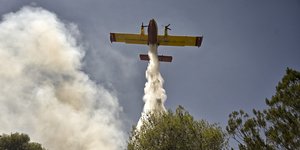 Canadair επιχειροεί σε πυρκαγιά σε δασική έκταση