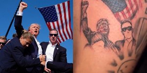 Χτυπάνε τατουάζ τον τραυματισμένο Τραμπ με υψωμένη γροθιά