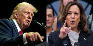 O Ρεπουμπλικανός προεδρικός υποψήφιος Ντόναλντ Τραμπ και η αντιπρόεδρος των ΗΠΑ Κάμαλα Χάρις