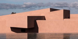 τοίχοι design τερακότα πισίνα Domes Novos Santorini
