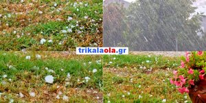 Το χαλάζι που έπεσε στα Τρίκαλα