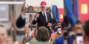 Ο πρόεδρος των ΗΠΑ Τζο Μπάιντεν με καπέλο της καμπάνιας του Ντόναλντ Τραμπ