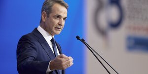 Ο πρωθυπουργός Κυριάκος Μητσοτάκης κατά την ομιλία του στην 88η ΔΕΘ
