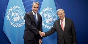 Ο Κυριάκος Μητσοτάκης με τον γ.γ. του ΟΗΕ Αντόνιο Γκουτέρες