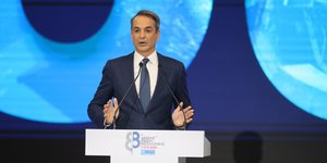 Ο Κυριάκος Μητσοτάκης κατά την ομιλία του στην 88η ΔΕΘ