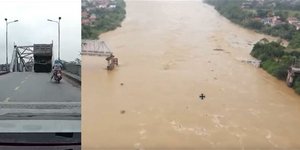 H στιγμή της κατάρρευσης της γέφυρας στο Βιετνάμ