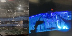 «Έφυγε» στέγη σταδίου από τον κυκλώνα