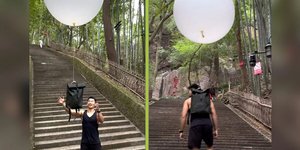  Influencer ανέβηκε βουνό με τη βοήθεια μπαλονιού με ήλιο