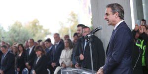 Ο Κυριάκος Μητσοτάκης στη πολιτική κηδεία του Γιάννη Μπουτάρη