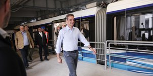 O Kυριάκος Μητσοτάκης στο μετρό Θεσσαλονίκης