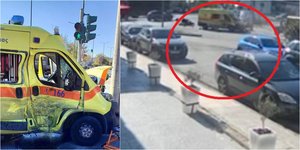 Το ασθενοφόρο που ενεπλάκη στο τροχαίο με τη μηχανή