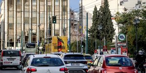 Cars in the streets of Athens