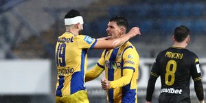 Πανηγυρισμοί ποδοσφαιριστών του Αστέρα AKTOR