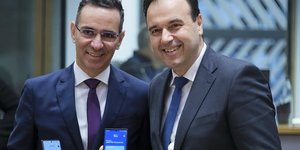 Ο υφυπουργός Έρευνας, Καινοτομίας και Ψηφιακής Πολιτικής της Κύπρου, Νικόδημος Δαμιανού και ο υπουργός Ψηφιακής Διακυβέρνησης Δημήτρης Παπαστεργίου