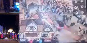 Η σοκαριστική στιγμή που ΙΧ πέφτει επάνω σε επισκέπτες της χριστουγεννιάτικης αγορά στο Μαγδεμβούργο, αριστερά ο φερόμενος δράστης