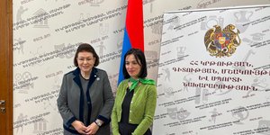 Η Υπουργός Πολιτισμού Λίνα Μενδώνη με την Υπουργό Παιδείας, Επιστήμης Πολιτισμού και Αθλητισμού της Αρμενίας Zhanna Andreasyan