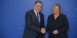 Nikos Panagiotopoulos and German Interior Minister Nancy Faeser