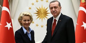 τούρκος πρόεδρος Ερντογάν και η πρόεδρος της Κομισιόν φον ντερ Λάιεν