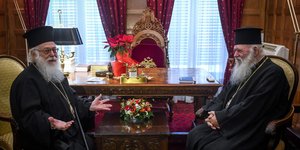 Ο Αρχιεπίσκοπος Αθηνών και πάσης Ελλάδος κ. Ιερώνυμος με τον Αρχιεπίσκοπο Αλβανίας Αναστάσιο