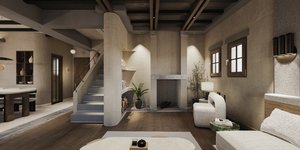 τζάκι καθιστικό Πήλιο ορεινή κατοικία Add Architectural Studio