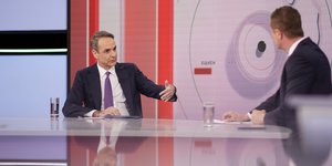  Ο Κυριάκος Μητσοτάκης κατά τη συνέντευξή του στον Alpha