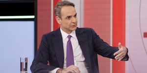 Ο Κυριάκος Μητσοτάκης κατά τη συνέντευξή του στον Alpha