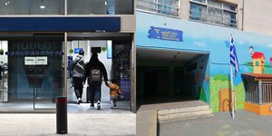 Οικογένεια φεύγει από το αεροδρόμιο της Σαντορίνης/Το 7ο Δημοτικό σχολείο της Αγίας Παρασκευής