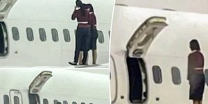 Αεροσυνοδοί πιάστηκαν να ποζάρουν για φωτογραφίες σε φτερό αεροπλάνου