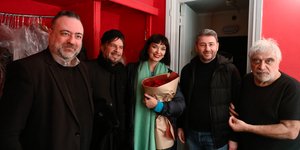 Ο Νίκος Ανδρουλάκης στη θεατρική παράσταση «Το υπόγειο του Φιοντόρ Ντοστογιέφσκι» με τον Δημ. Πιατά 