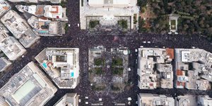 Πανοραμική από Σύνταγμα, συγκέντρωση Τέμπη