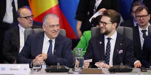 Ο Τάκης Θεοδωρικάκος με τον υπουργό Οικονομίας και Καινοτομίας της Λιθουανίας Lukas Savickas