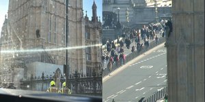 Ο ξυπόλητος διαδηλωτής σκαρφάλωσε στο Big Ben με μια παλαιστινιακή σημαία 