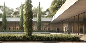 Άποψη του εξωτερικού χώρου του Εθνικού Αρχαιολογικού Μουσείου