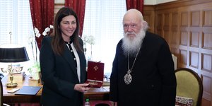 Από τη συνάντηση της Σοφίας Ζαχαράκη με τον αρχιεπίσκοπο Ιερώνυμο