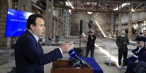 Ο υπουργός Ψηφιακής Διακυβέρνησης Δημήτρης Παπαστεργίου στην εκδήλωση παρουσίασης του έργου «Δαίδαλος»