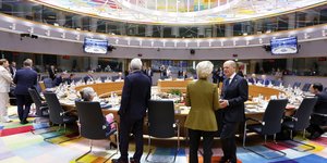 Η αίθουσα της Συνόδου Κορυφής της ΕΕ με τους ηγέτες