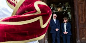 Ο νέος Πρόεδρος της Δημοκρατίας Κώστας Τασούλας και η απελθούσα, Κατερίνα Σακελλαροπούλου