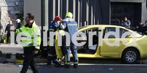 Το ταξί που ενεπλάκη στο τροχαίο