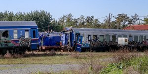 Η εμπορική αμαξοστοιχία που φυλάσσεται στο Κουλούρι