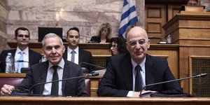 Ο υπουργός Εθνικής Άμυνας Νίκος Δένδιας και ο υφυπουργός Αθανάσιος Δαβάκης