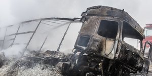 Καμμένο φορτηγό στην Εγνατία