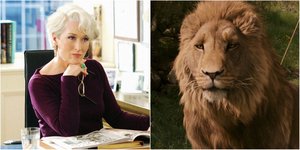 Η Μέριλ Στριπ και ο Ασλάν το λιοντάρι από τη ταινία «Νάρνια»