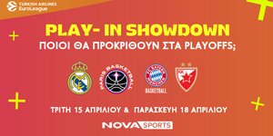 Το μπασκετικό υπερθέαμα της EuroLeague συνεχίζεται με τα Play - In Showdown & Playoffs αποκλειστικά στο παρκέ του Novasports!
