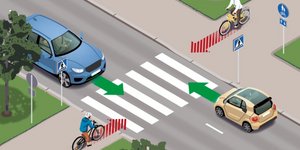 Σκίτσο σχετικά με την κίνηση ποδηλάτων ανάμεσα στο αυτοκίνητο